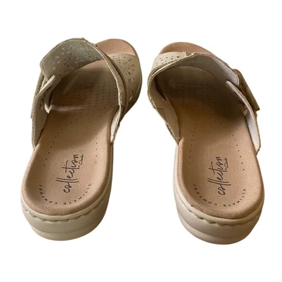 Clarks Collection Womens Beige Slip-On Sandals Leisa Size 8W - Picture 4 of 8